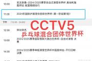 国乒能否延续辉煌？CCTV5直播见证孙颖莎王楚钦揭幕战！